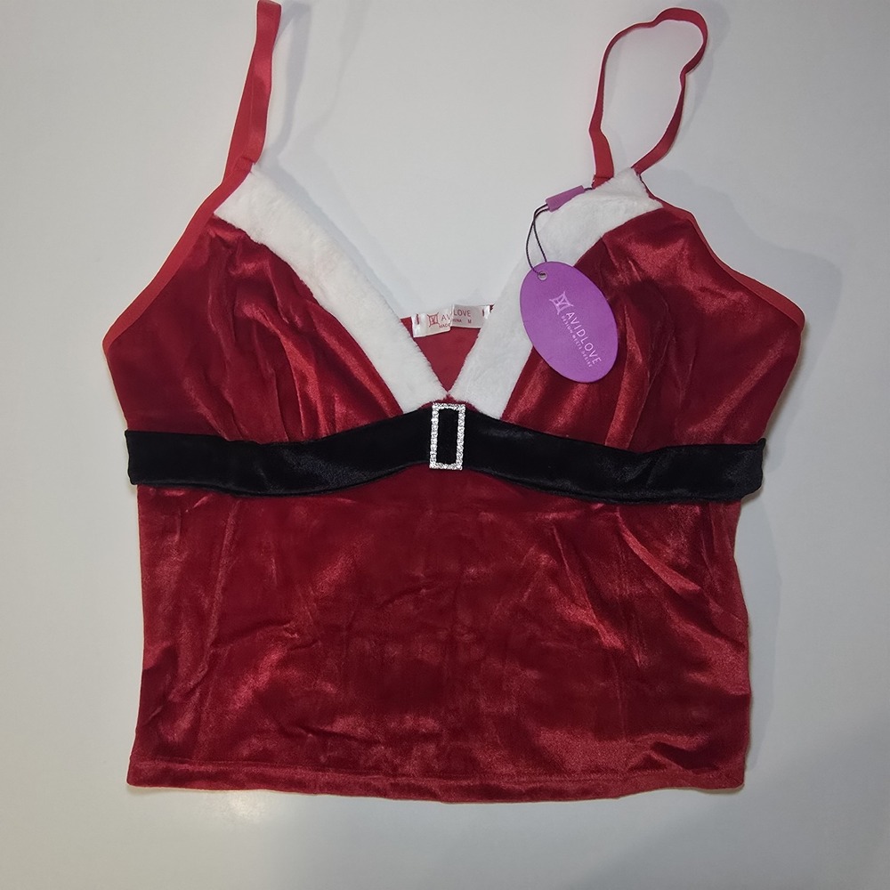 Avidlove Sexy Santa Lingerie Set Medium Red Velvet Cami Shorts NWT Christmas